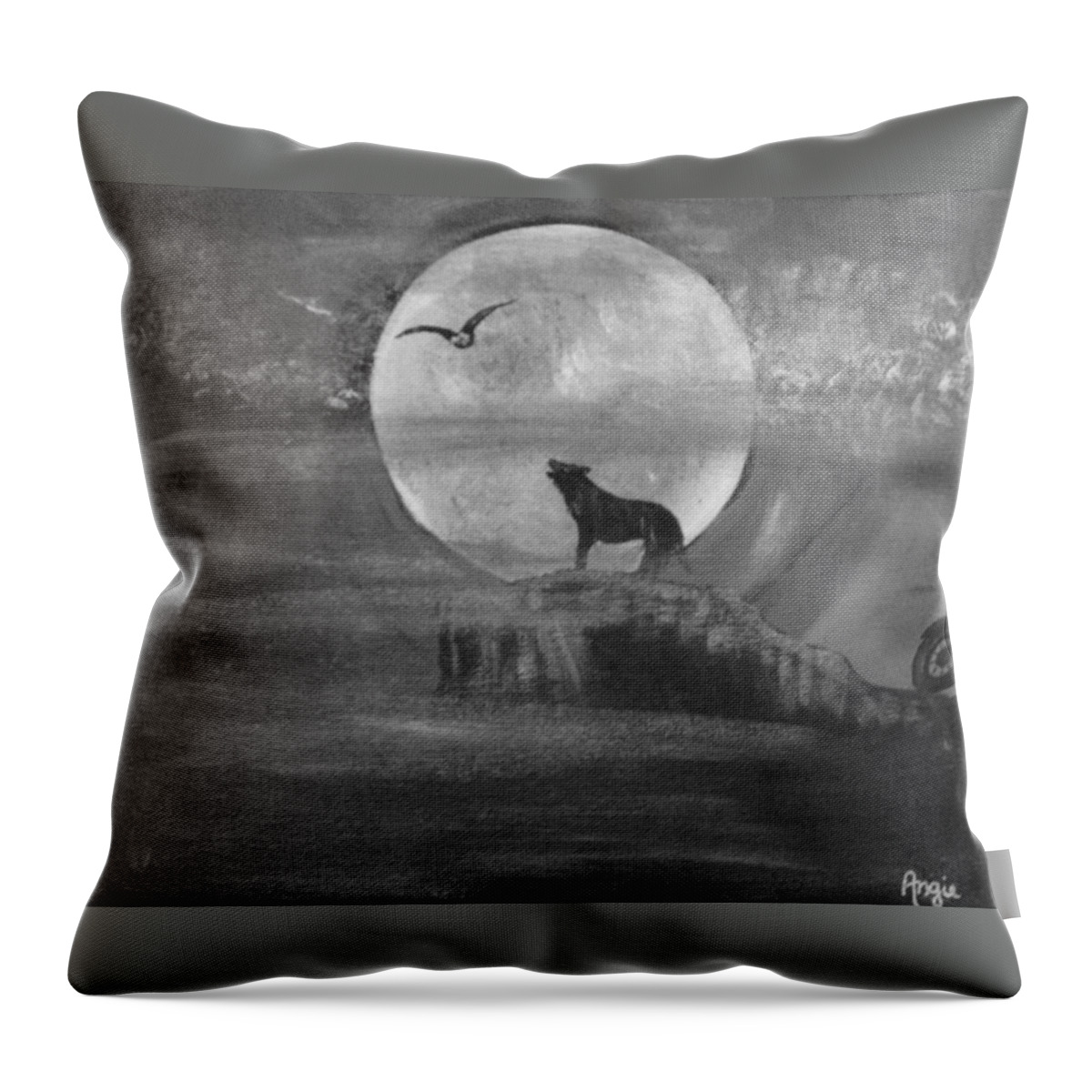 Night Throw Pillow featuring the painting Shaman's Christmas by Angie Butler
