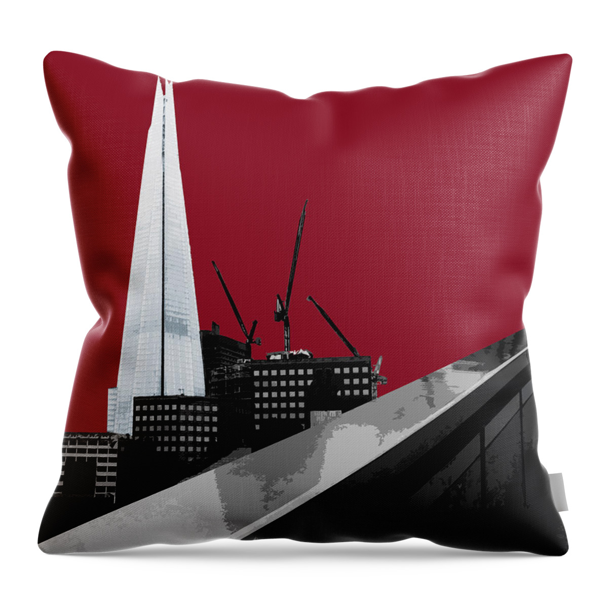 Shard Throw Pillow featuring the mixed media Shard - Blazing RED by Big Fat Arts