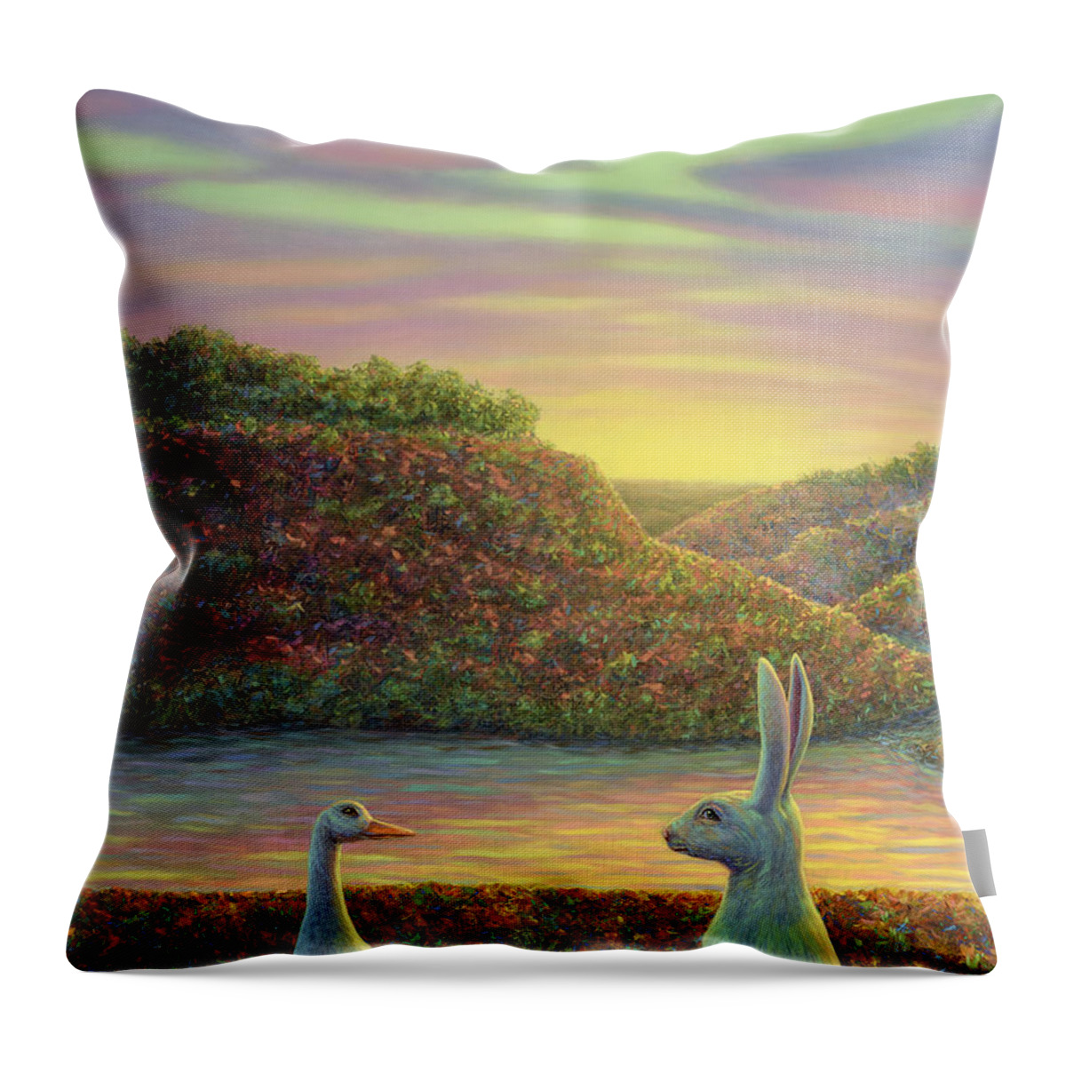 Sharing Throw Pillow featuring the painting Sharing a Moment by James W Johnson