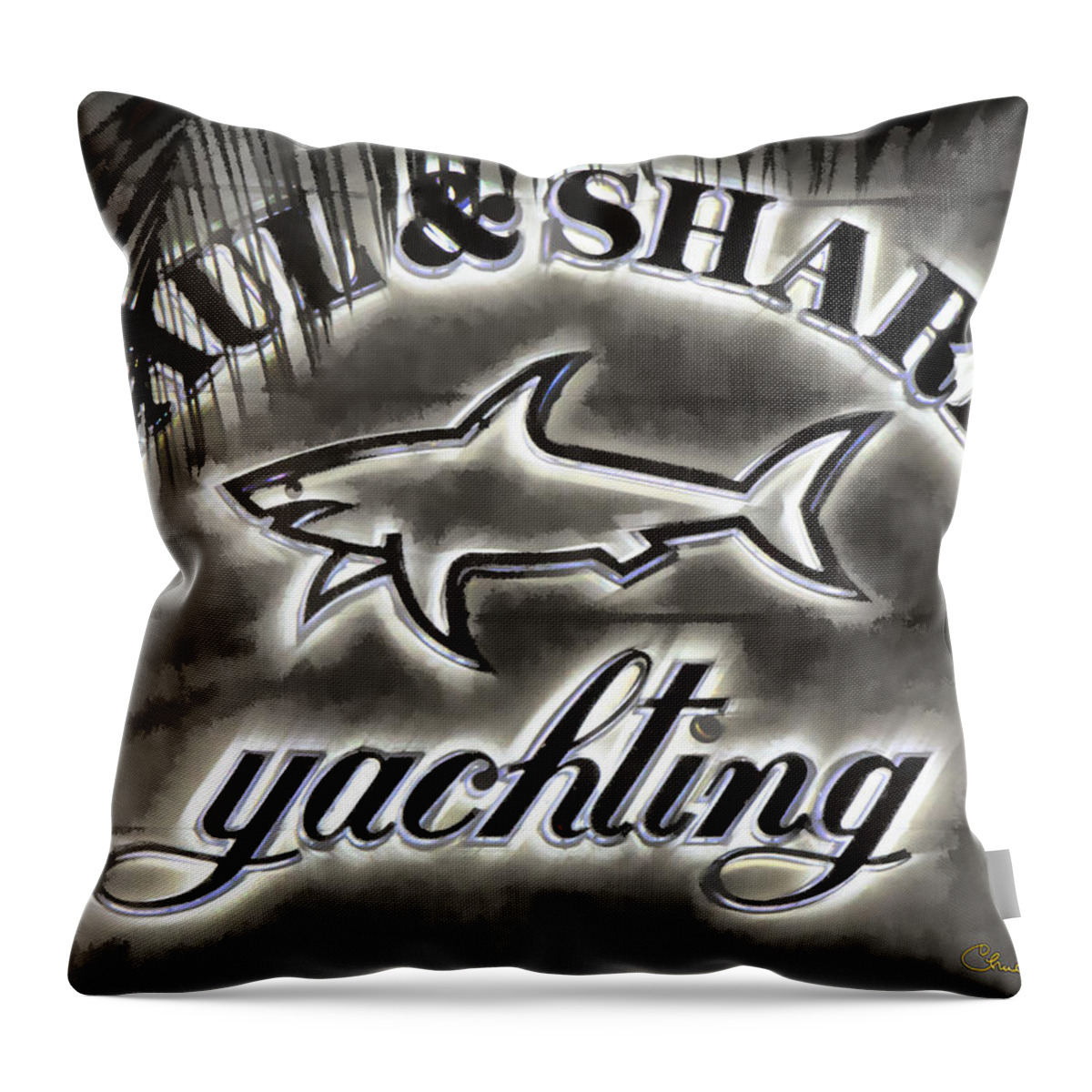 Paul And Shark Throw Pillow featuring the photograph Shark Sign by Chuck Staley