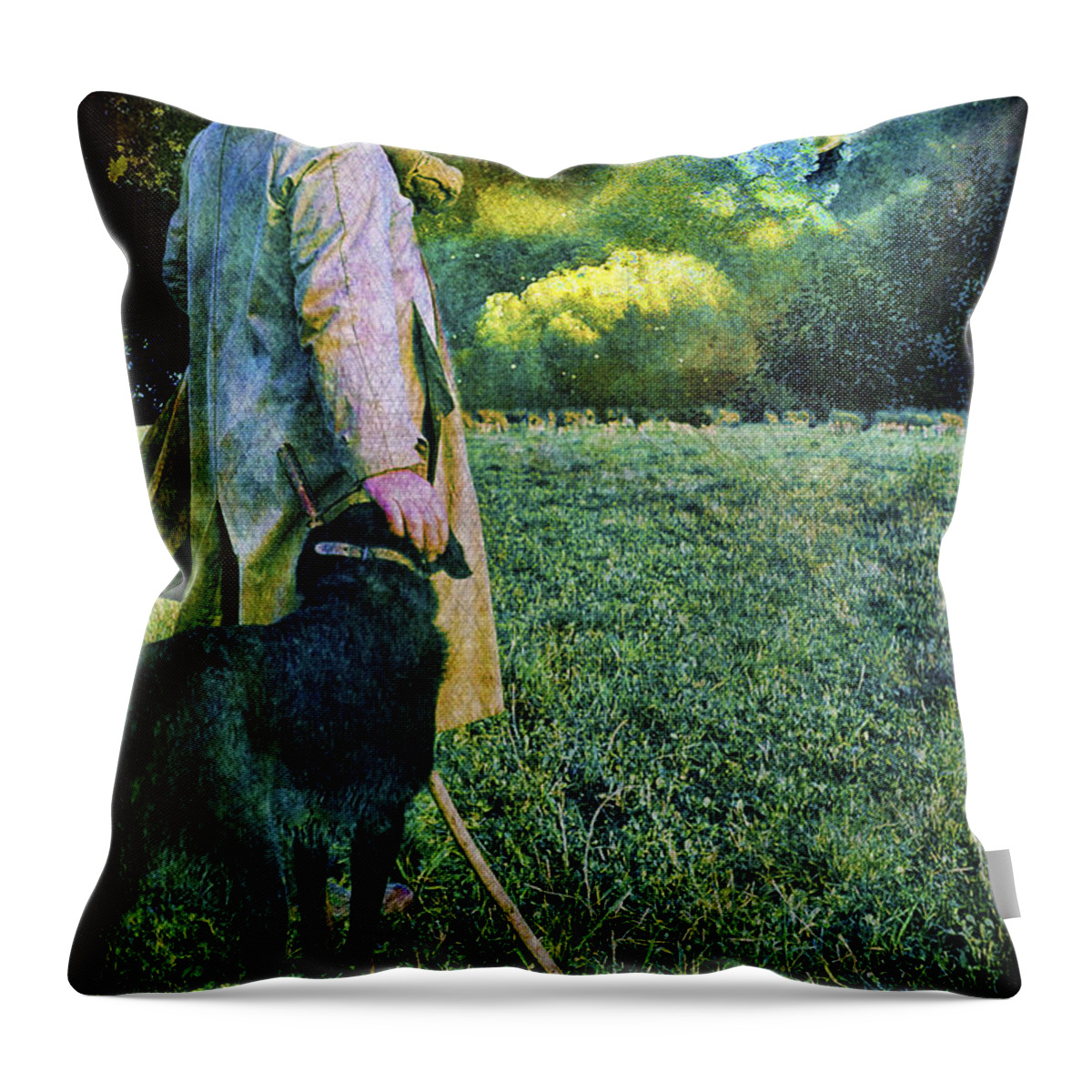 Shepherd Throw Pillow featuring the photograph Shepherd and Moon by Chuck Staley
