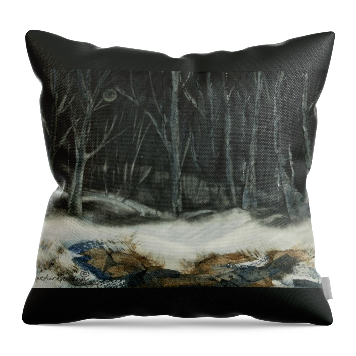 Canadian Landscape Throw Pillow featuring the painting Silent Night by Heather Gallup