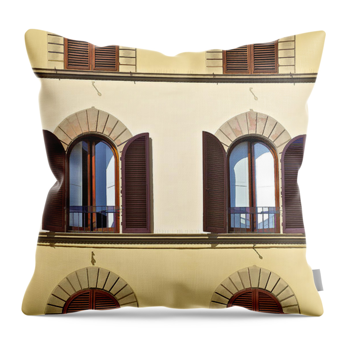 Window Throw Pillow featuring the photograph Six Windows of Florence by David Letts