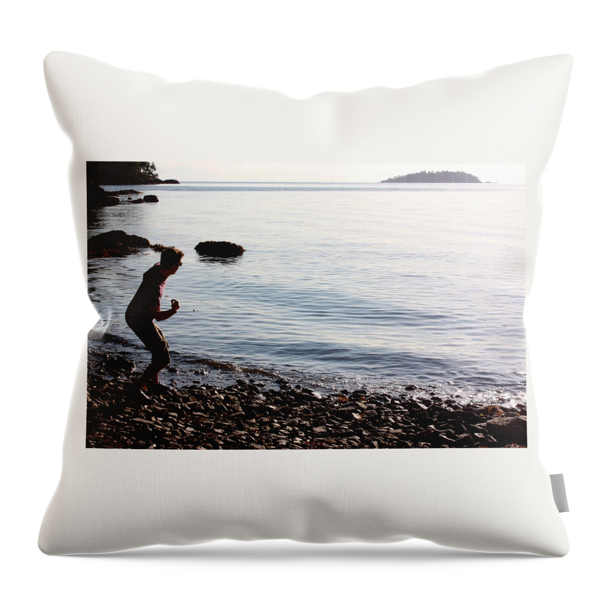 West Coast Throw Pillow featuring the photograph Skipping Stones by Heather Gallup