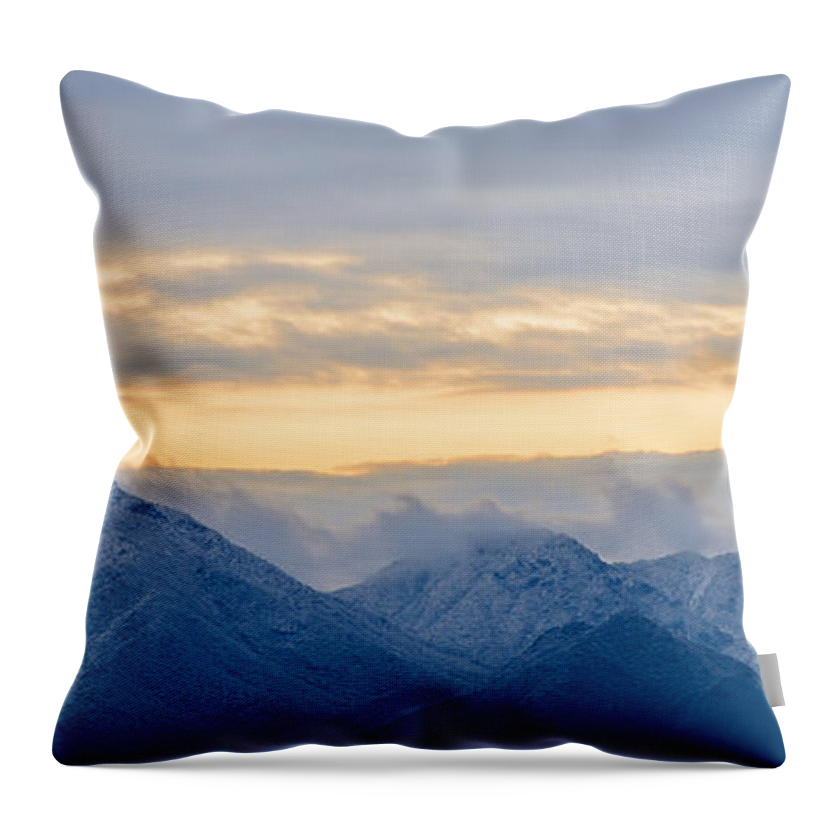 Mcdowell Mountains Throw Pillow featuring the photograph Snow Dusted McDowell Mountains by Tamara Becker