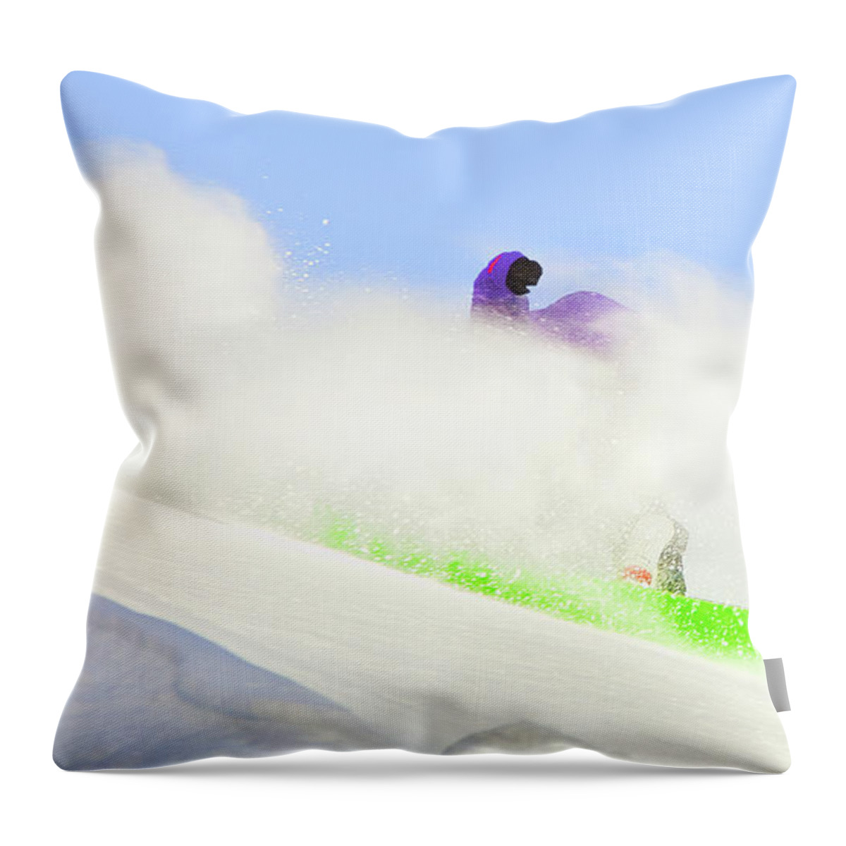 Snowboarding Throw Pillow featuring the photograph Snow Spray by Theresa Tahara