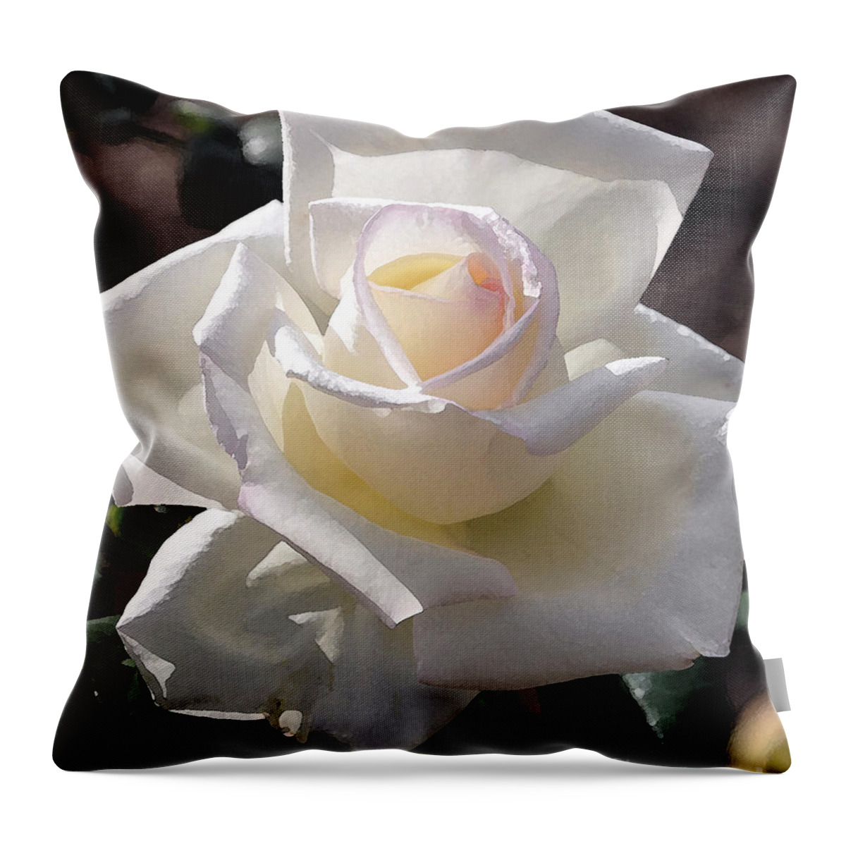 Rose Throw Pillow featuring the digital art Snow White Rose by Kirt Tisdale