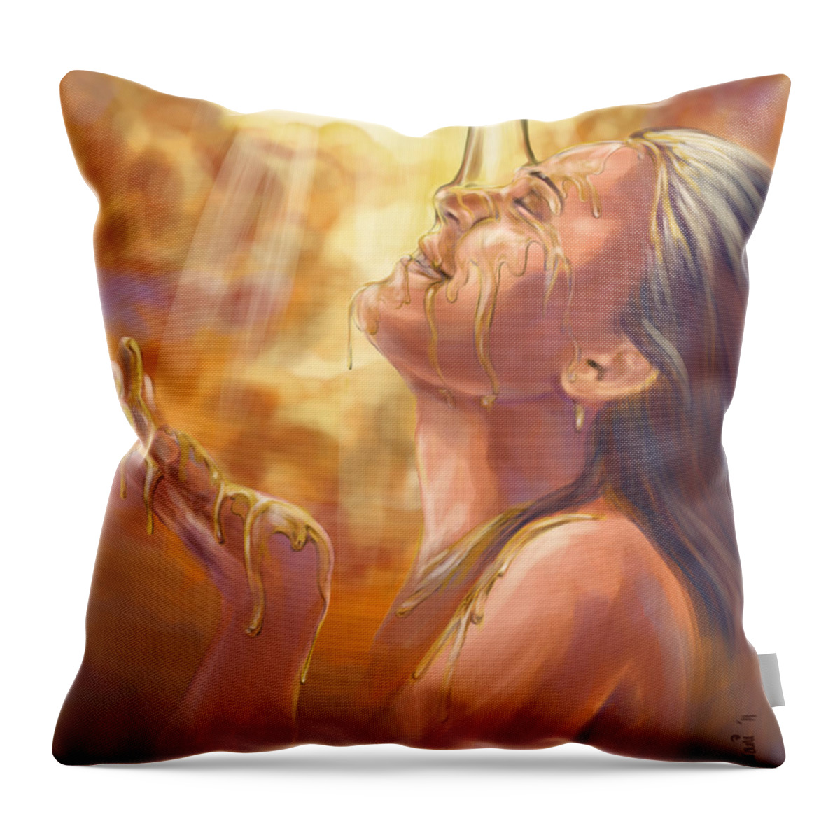 Prophetic Painting Throw Pillow featuring the digital art Soaking in Glory by Tamer and Cindy Elsharouni