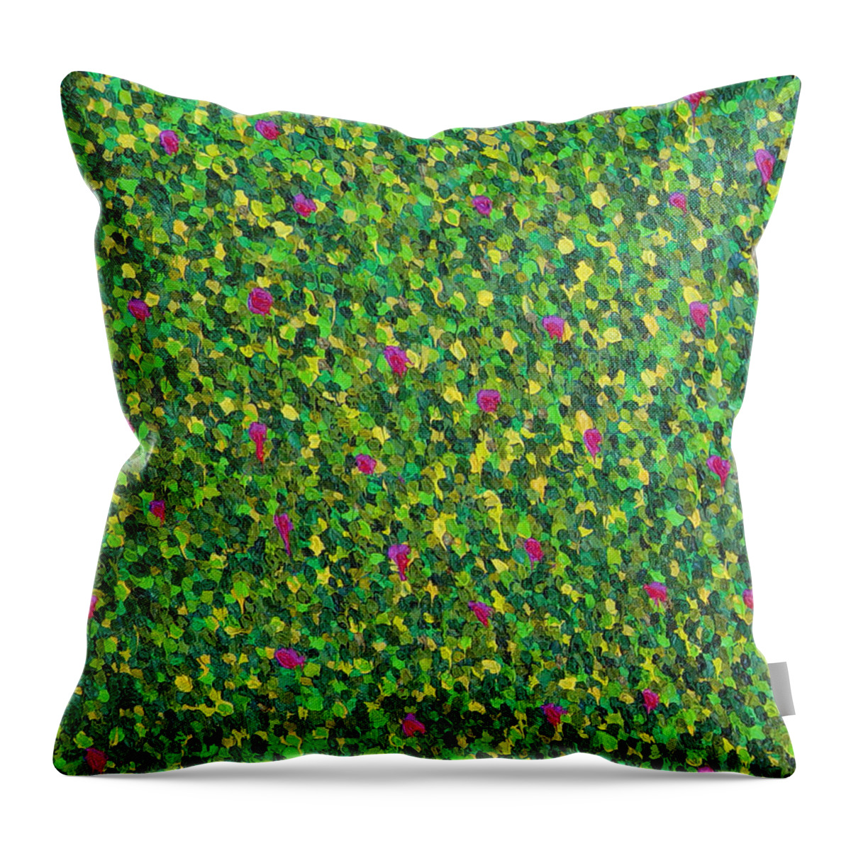 Abstract Throw Pillow featuring the painting Soft Green with Pink by Dean Triolo