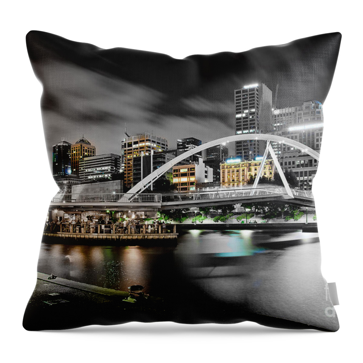 Melboure Throw Pillow featuring the photograph Southbank Footbridge by Az Jackson