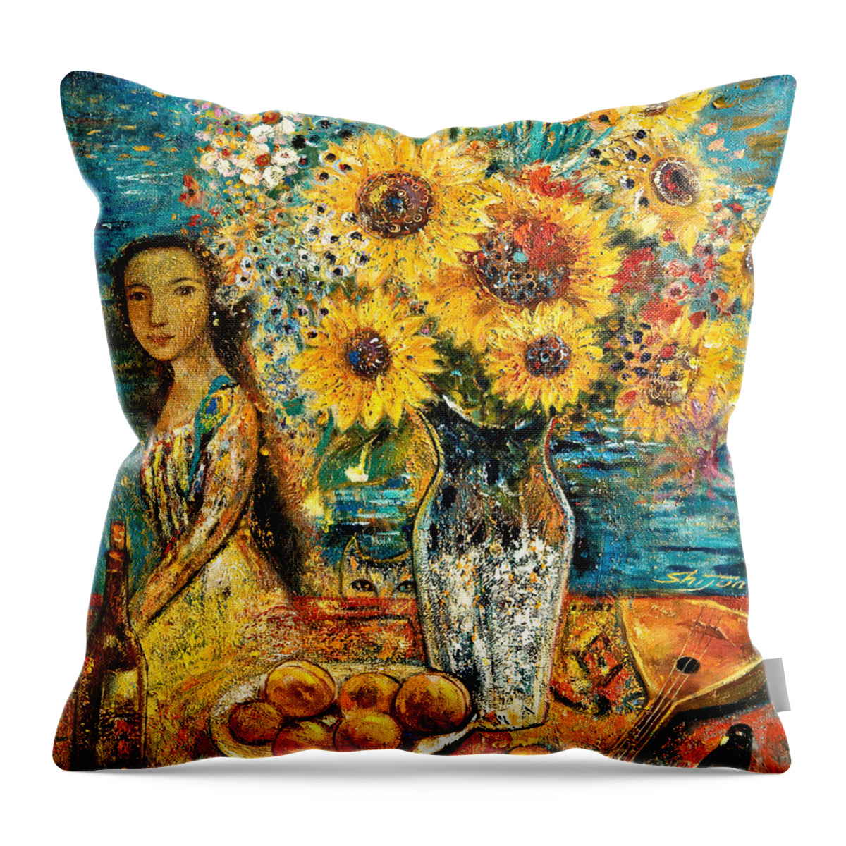 Shijun Throw Pillow featuring the painting Southern Sunshine by Shijun Munns