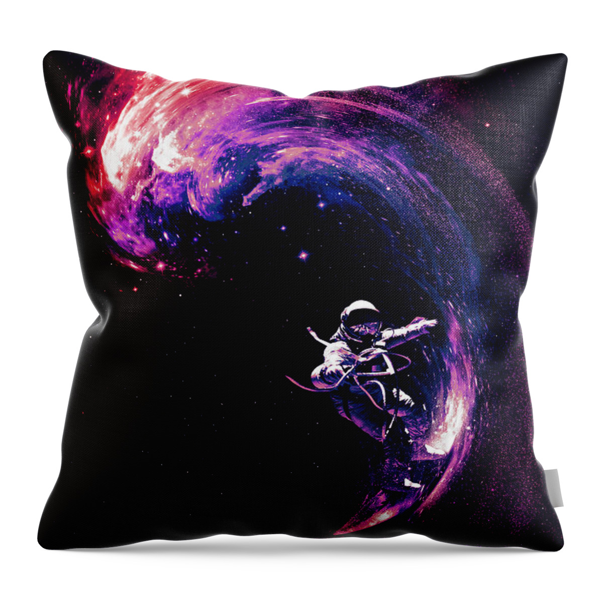 Space Throw Pillow featuring the digital art Space Surfing by Nicebleed 