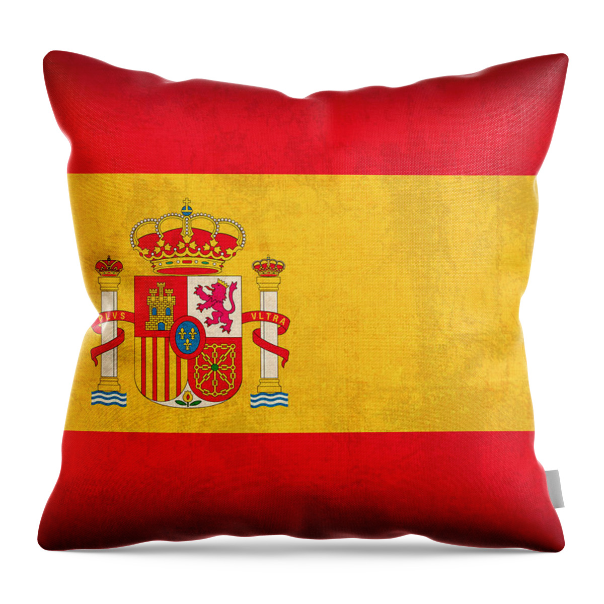 Spain Flag Vintage Distressed Finish Spanish Madrid Barcelona Europe Nation Country Throw Pillow featuring the mixed media Spain Flag Vintage Distressed Finish by Design Turnpike