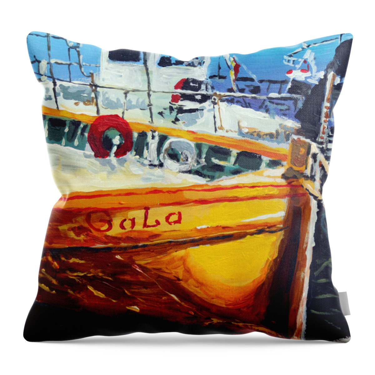 Acrylic On Paper Throw Pillow featuring the painting Spain Series 01 Cadaques Portlligat by Yuriy Shevchuk
