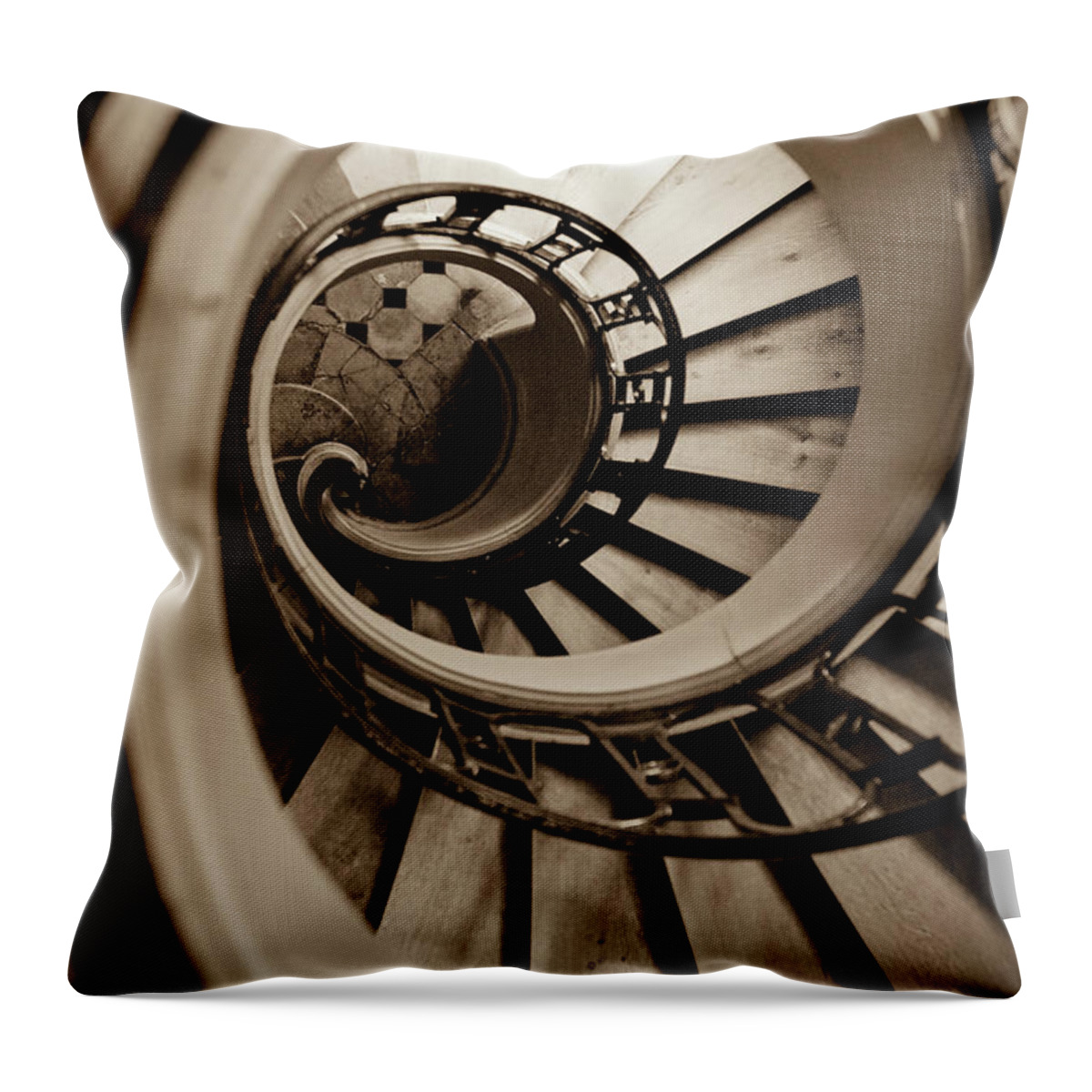 B&w Throw Pillow featuring the photograph Spiral Staircase by Sebastian Musial