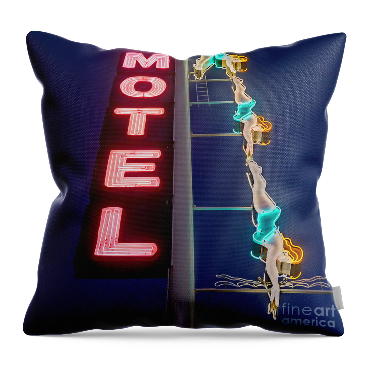 Bright Throw Pillow featuring the photograph Splashdown Motel by Martin Konopacki