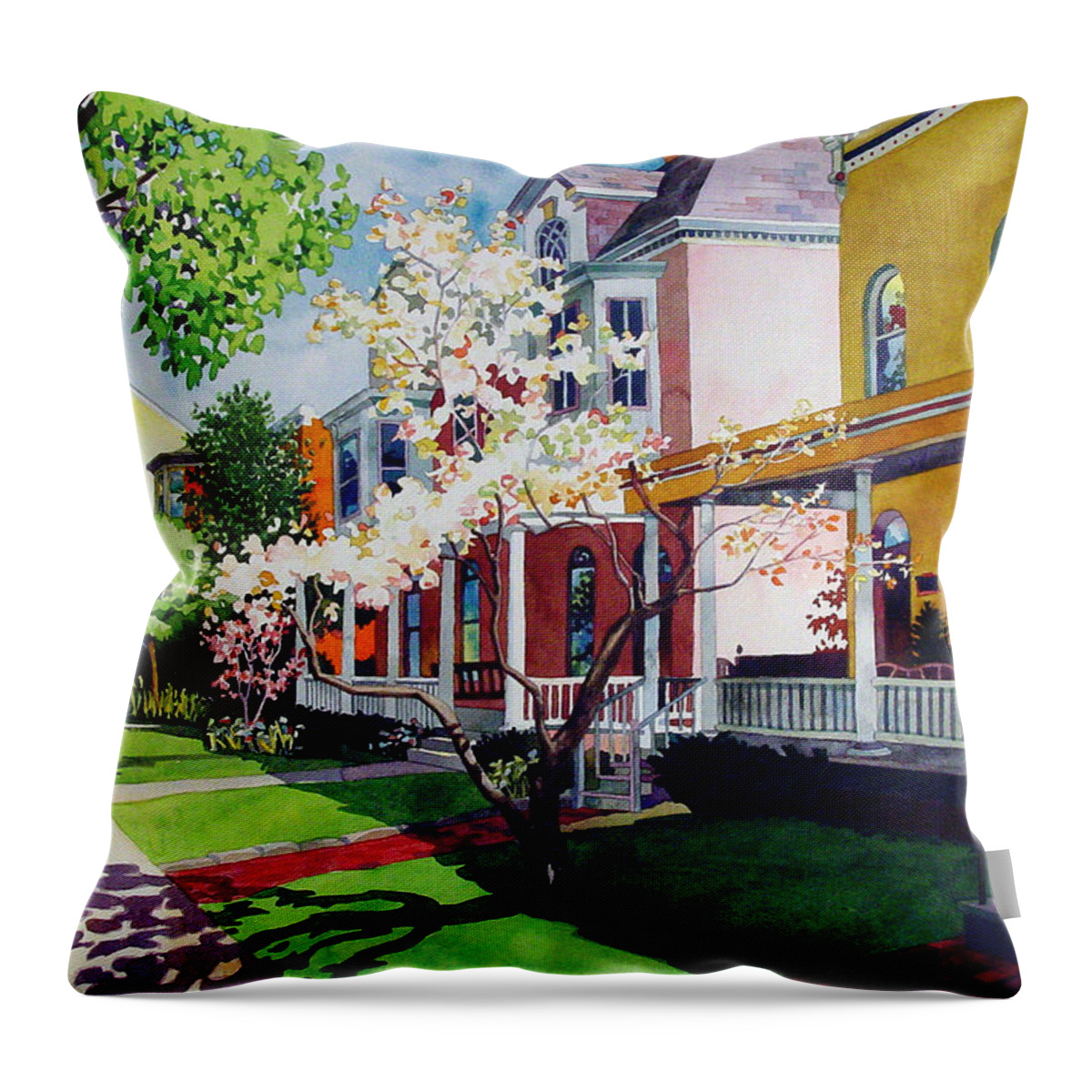 Watercolor Throw Pillow featuring the painting Spring Colors by Mick Williams