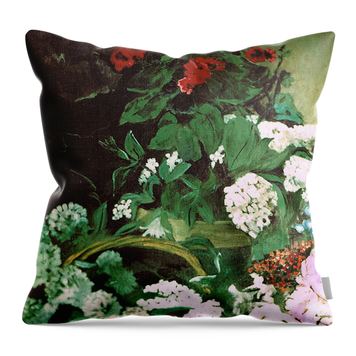 Spring Flowers Study Of Monet Throw Pillow featuring the painting Spring Flowers Study of Monet by Seth Weaver