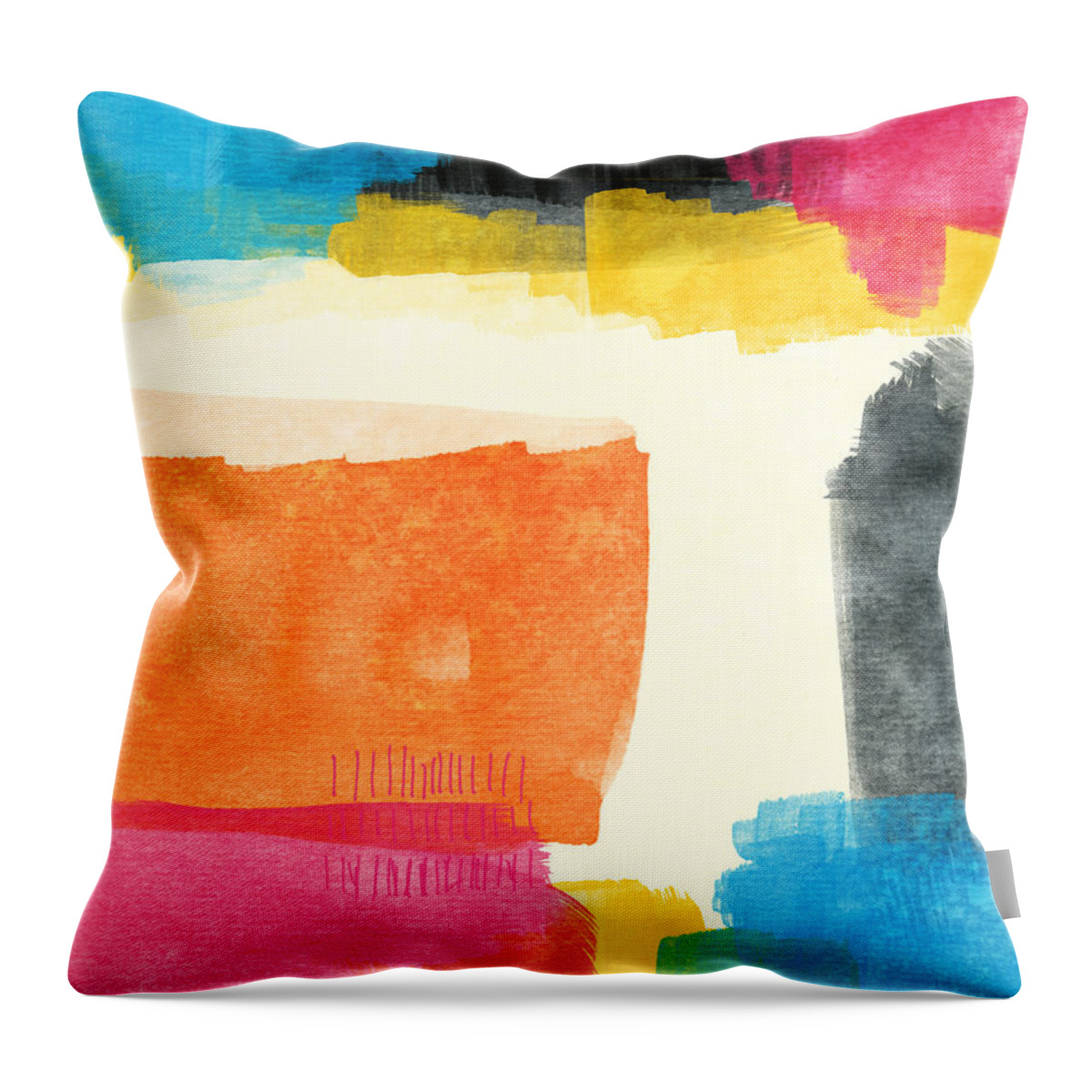 Spring Throw Pillow featuring the painting Spring Forward- Colorful Abstract Painting by Linda Woods