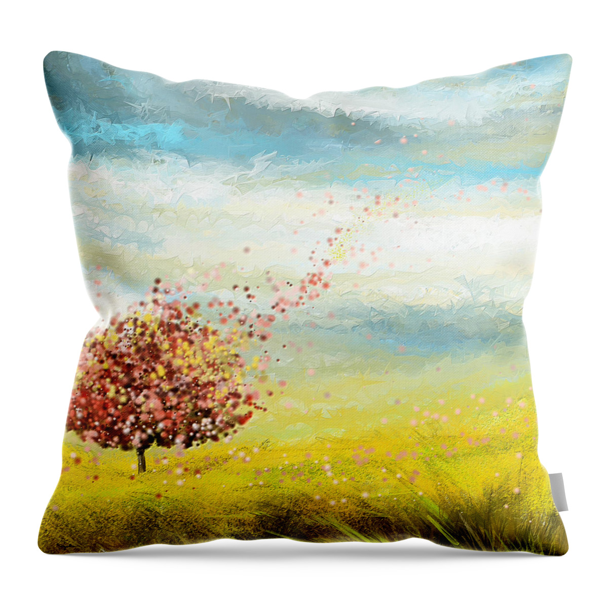 Four Seasons Throw Pillow featuring the painting Spring-Four Seasons Paintings by Lourry Legarde