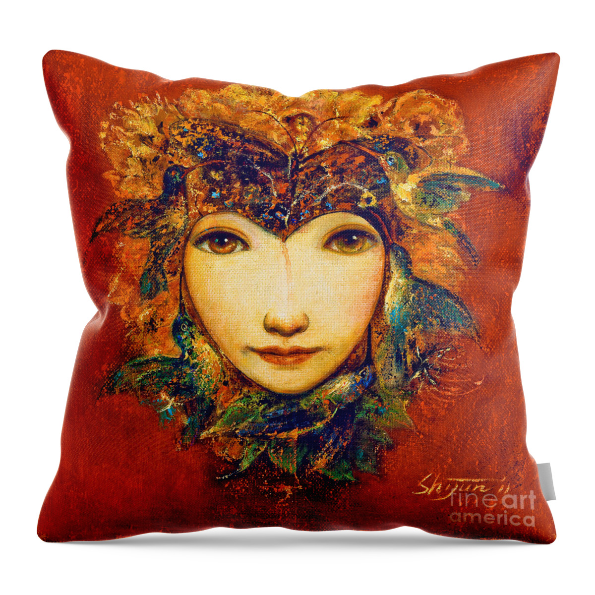 Spring Artwork Throw Pillow featuring the painting Spring II by Shijun Munns