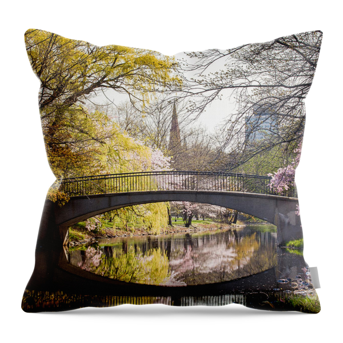 Back Bay Throw Pillow featuring the photograph Spring on the Charles River Esplanade by Susan Cole Kelly