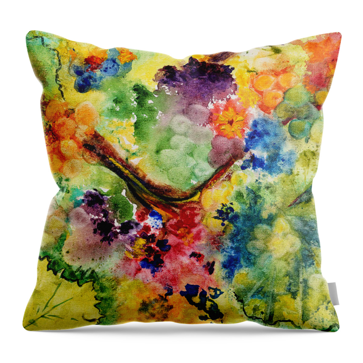Grapes Throw Pillow featuring the painting Springtime by Karen Fleschler