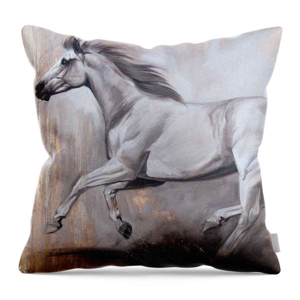 Michelle Grant Throw Pillow featuring the painting Sprint by JQ Licensing
