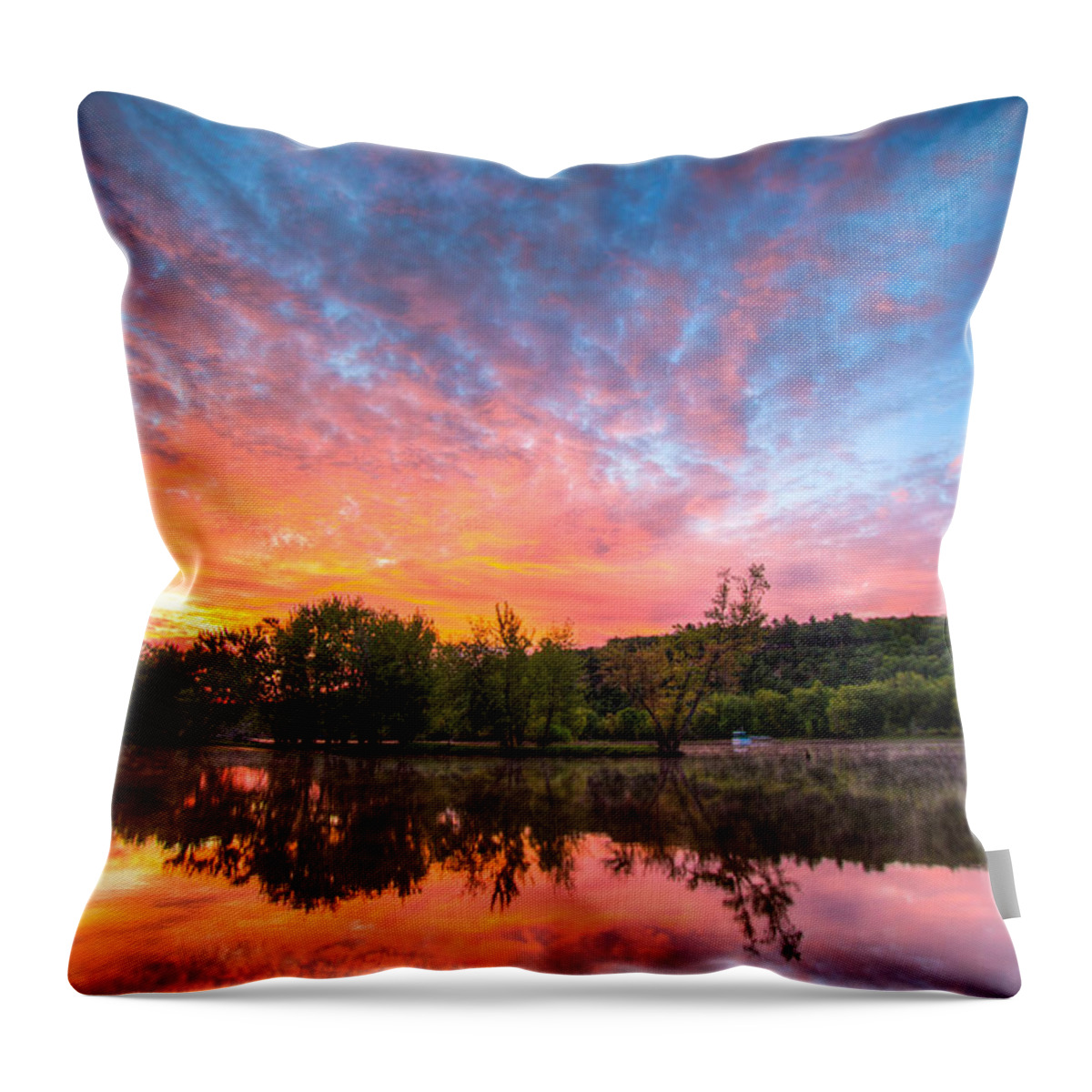 St. Croix River Throw Pillow featuring the photograph St. Croix River at Dawn by Adam Mateo Fierro