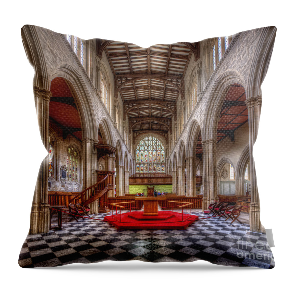 Oxford Throw Pillow featuring the photograph St Mary The Virgin Church - Nave by Yhun Suarez