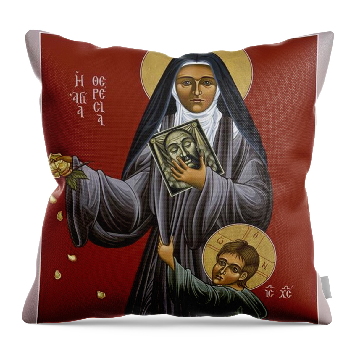 St. Therese Of Lisieux Throw Pillow featuring the painting St. Therese of Lisieux Doctor of the Church 043 by William Hart McNichols