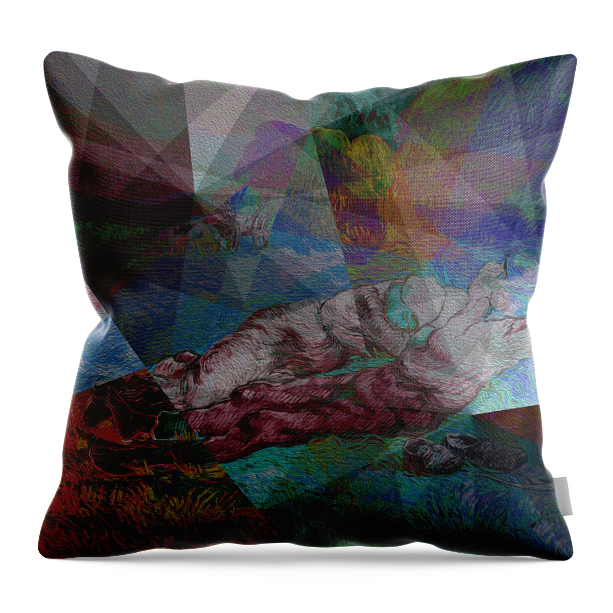 Abstract In The Living Room Throw Pillow featuring the painting Stained Glass I by David Bridburg