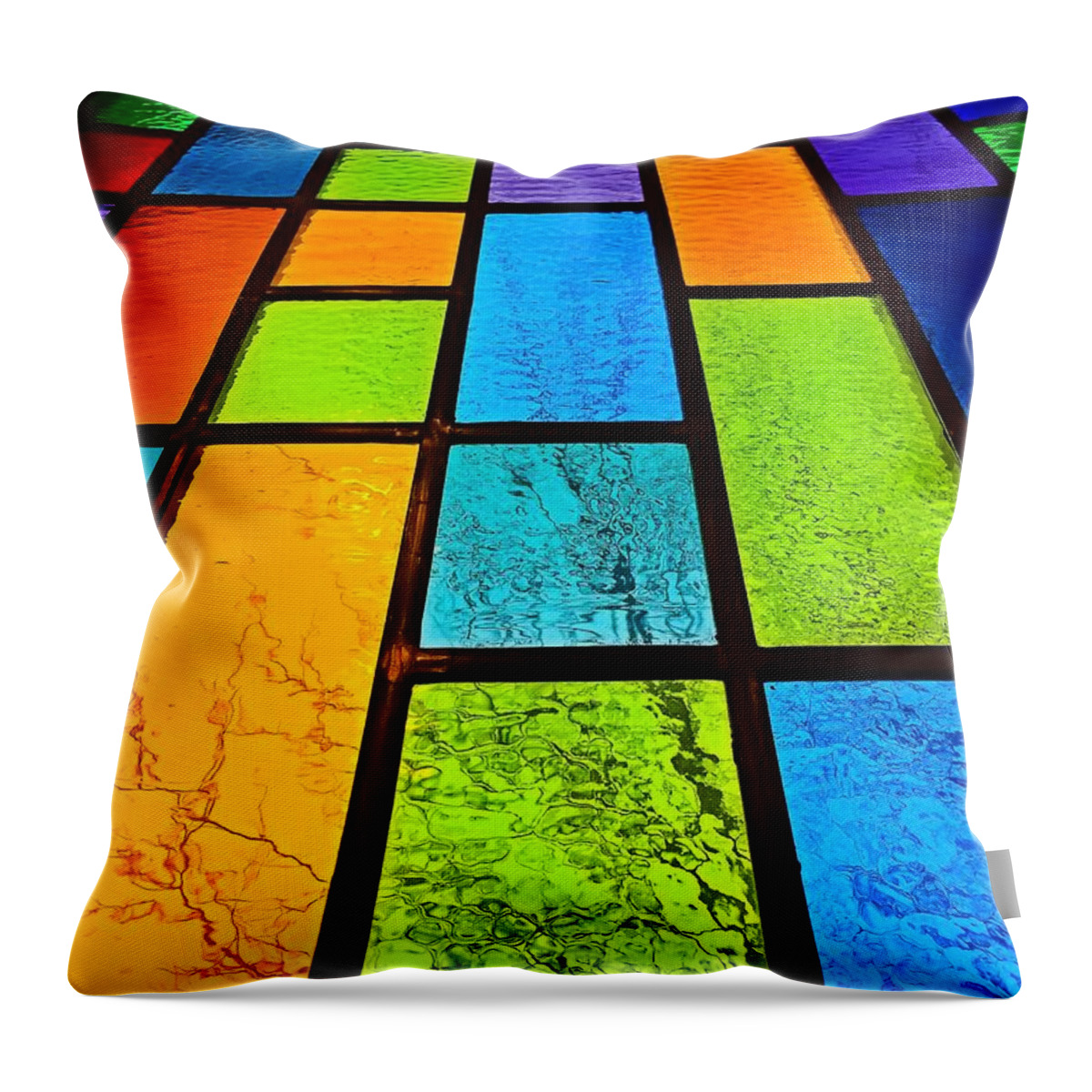 A Beautiful Stained Glass Window. Throw Pillow featuring the photograph Stained Glass Window by Chris Montcalmo