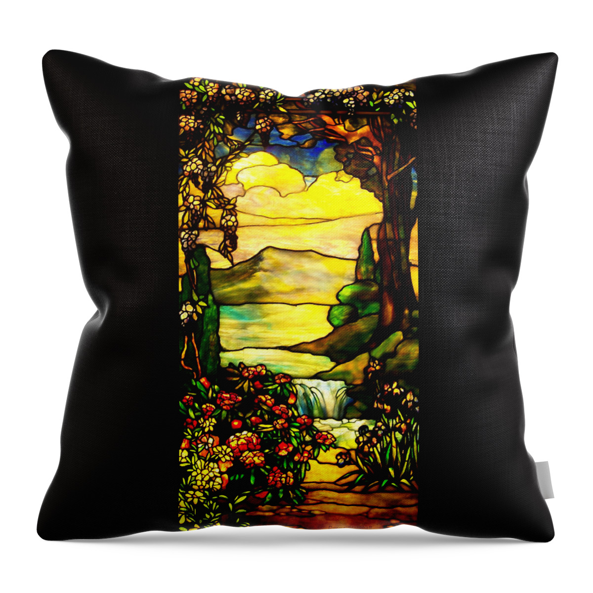 Tiffany Glass Throw Pillow featuring the photograph Stained Landscape 2 by Donna Blackhall