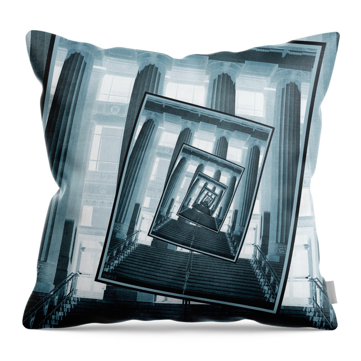 Photography Throw Pillow featuring the photograph Stairs And Pillars by Phil Perkins