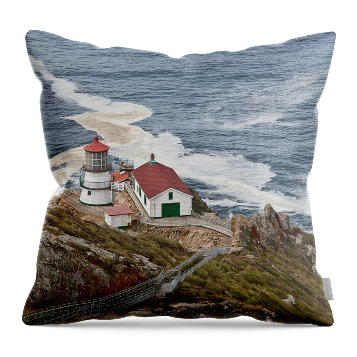 Architecture Throw Pillow featuring the photograph Stairway Leading to Point Reyes Lighthouse by Jeff Goulden