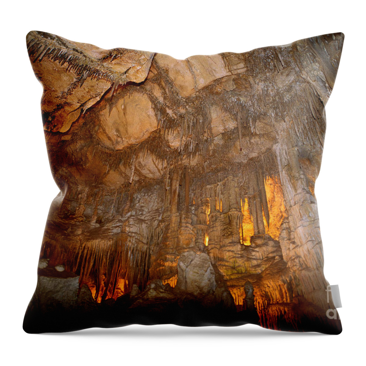 Geology Throw Pillow featuring the photograph Stalactites In Lehman Cave, Great Basin by Ron Sanford