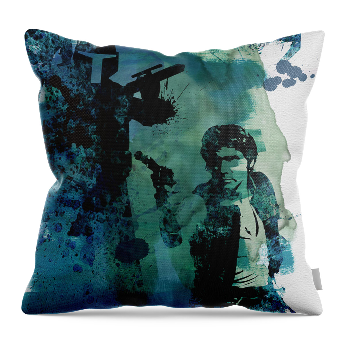 Star Throw Pillow featuring the painting Star Warriors Watercolor 2 by Naxart Studio