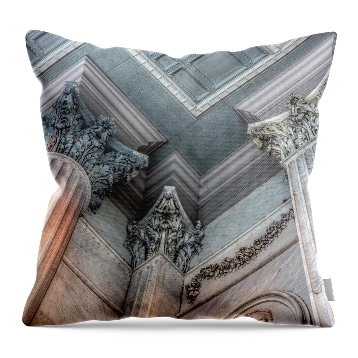1903 Throw Pillow featuring the photograph State House Exterior Columns by Rob Sellers