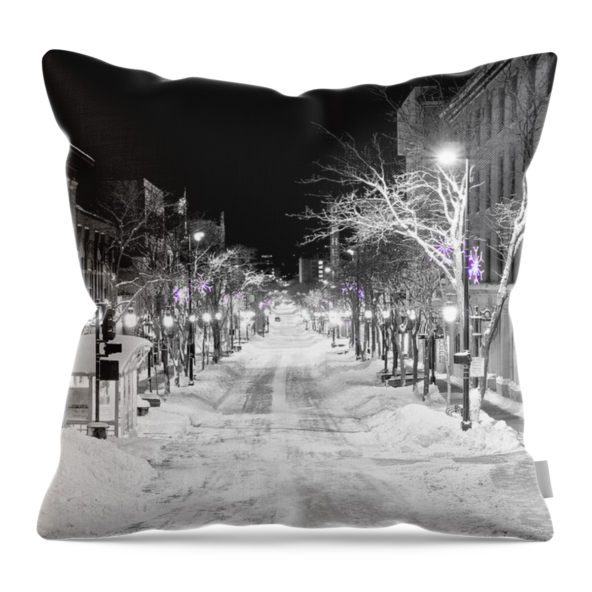 Capitol Throw Pillow featuring the photograph State Street Madison by Steven Ralser