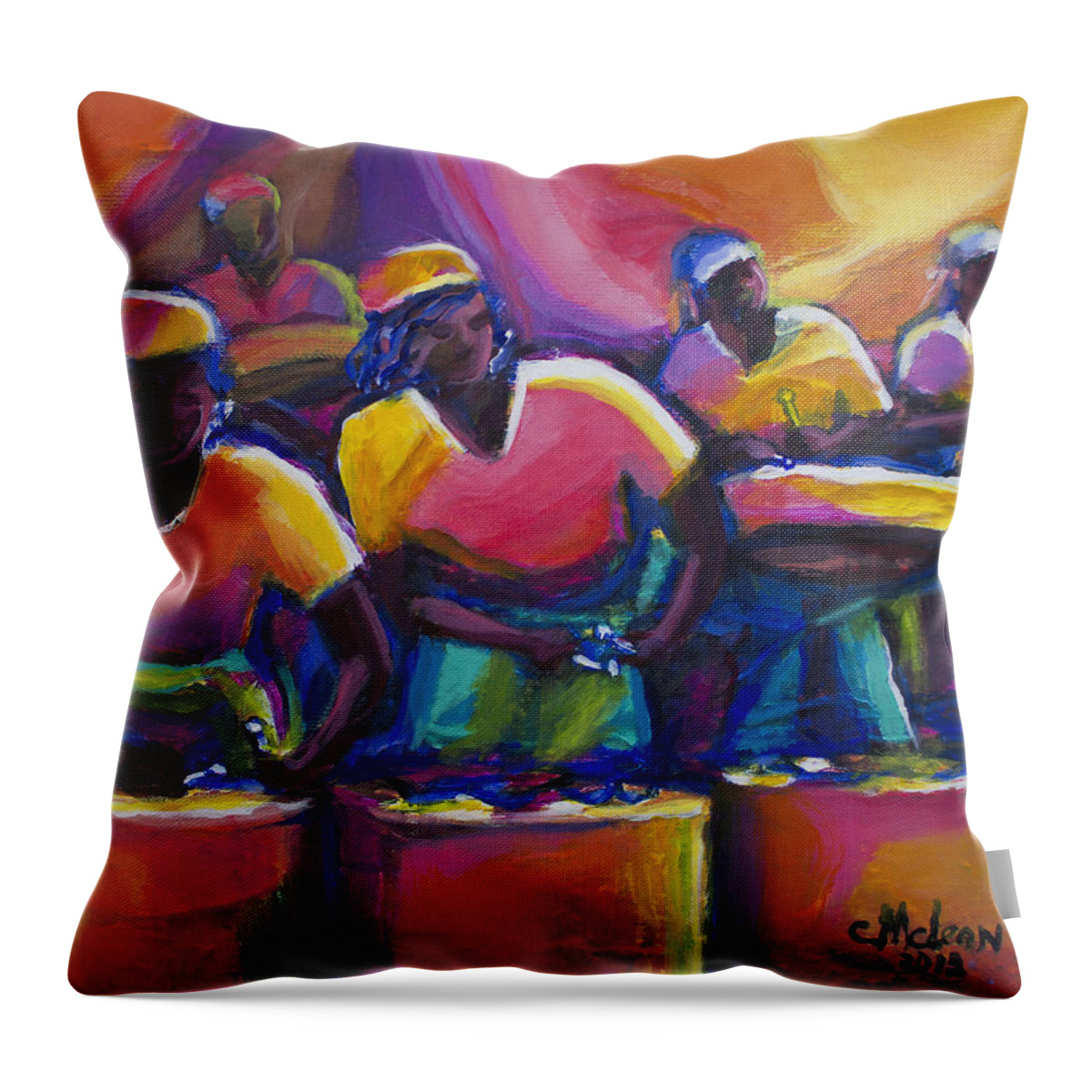 Abstract Throw Pillow featuring the painting Steel Pan by Cynthia McLean