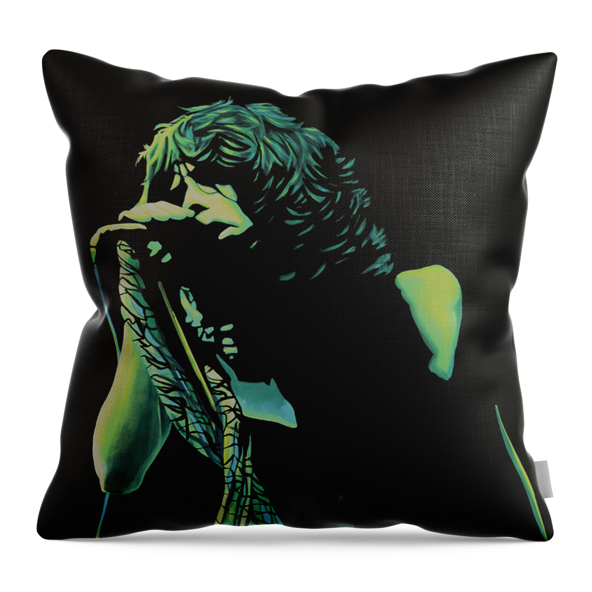 Steven Tyler Throw Pillow featuring the painting Steven Tyler 2 by Paul Meijering