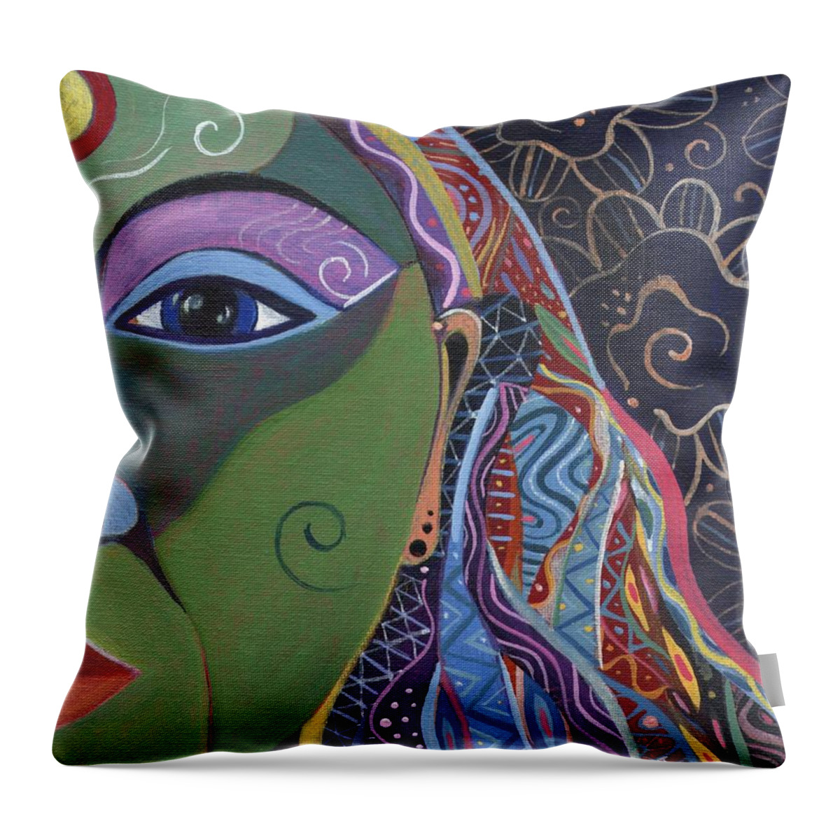 Woman Throw Pillow featuring the painting Still A Mystery 5 by Helena Tiainen