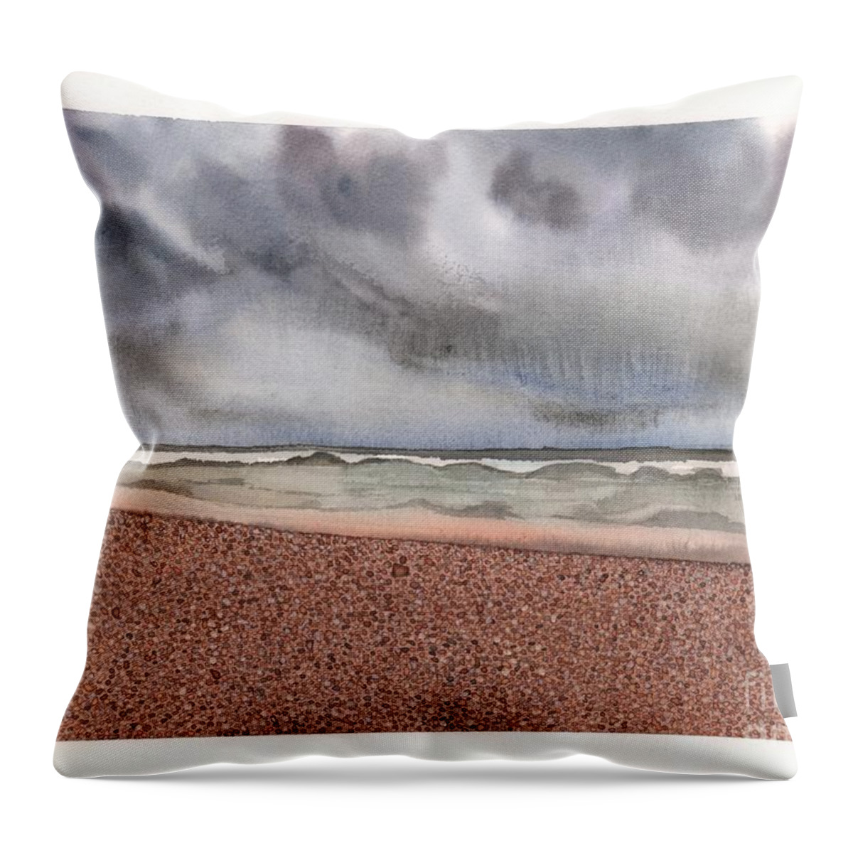 Beach Throw Pillow featuring the painting Stinson Beach by Hilda Wagner