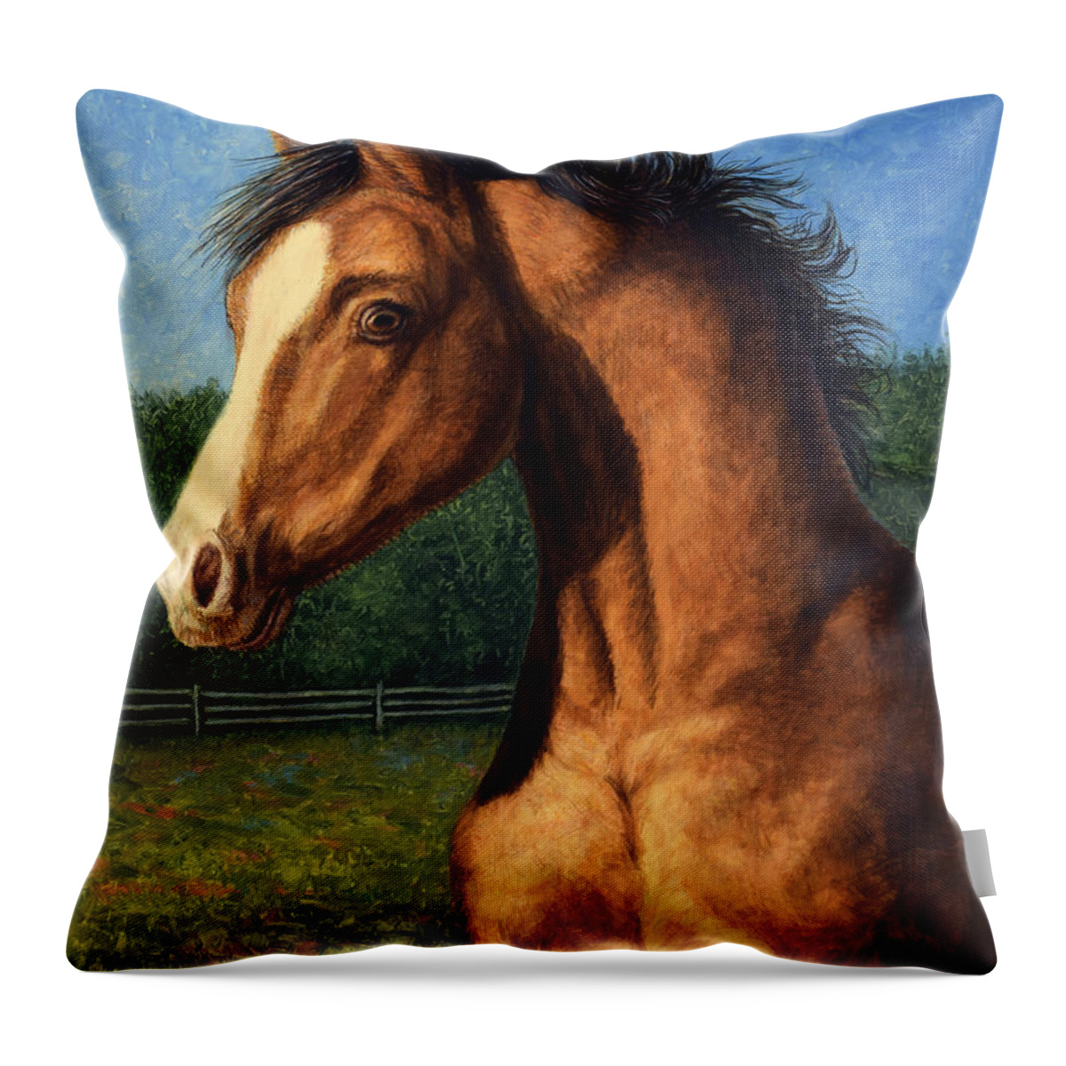 Horse Throw Pillow featuring the painting Stir Crazy by James W Johnson