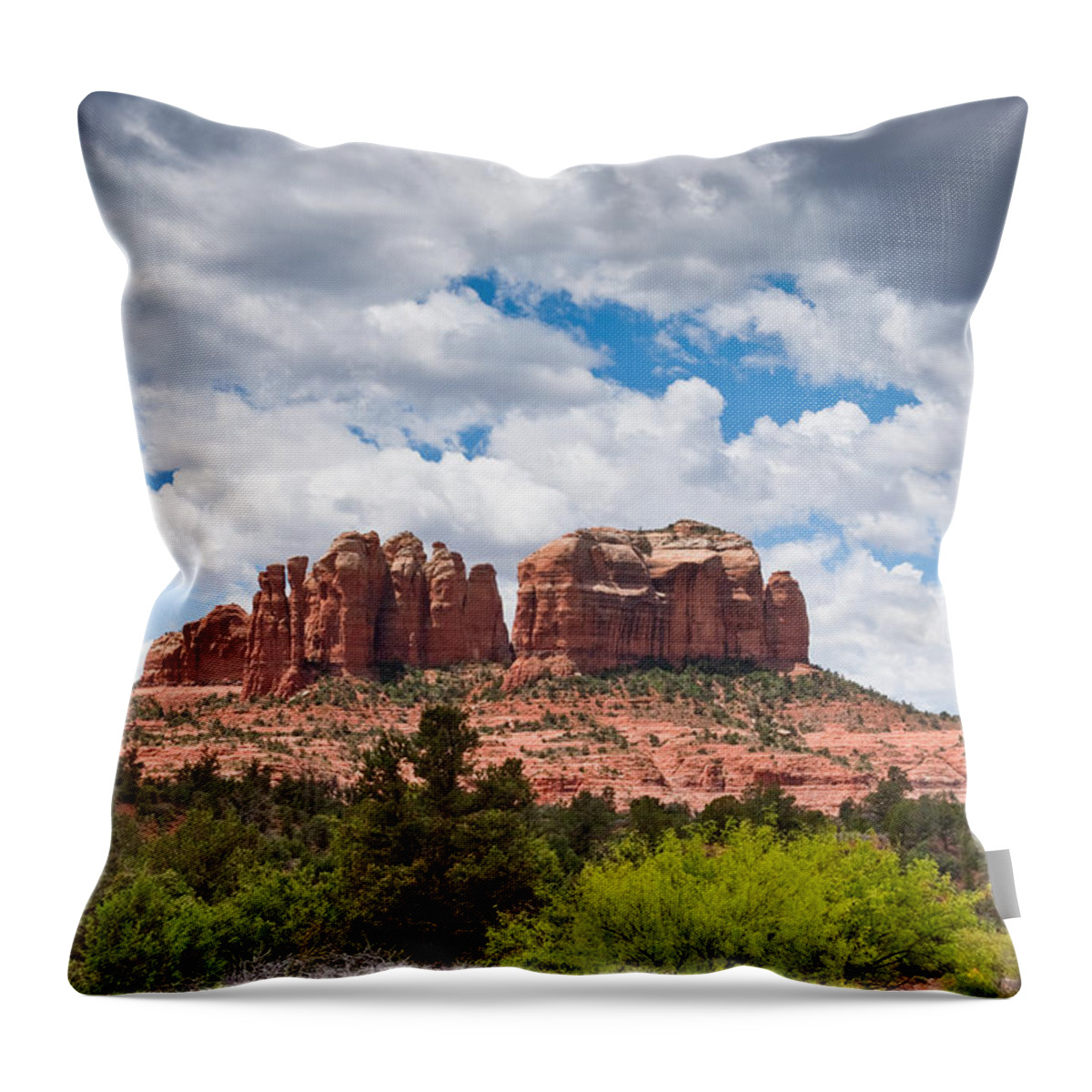 Arizona Throw Pillow featuring the photograph Storm Clouds Over Cathedral Rocks by Jeff Goulden