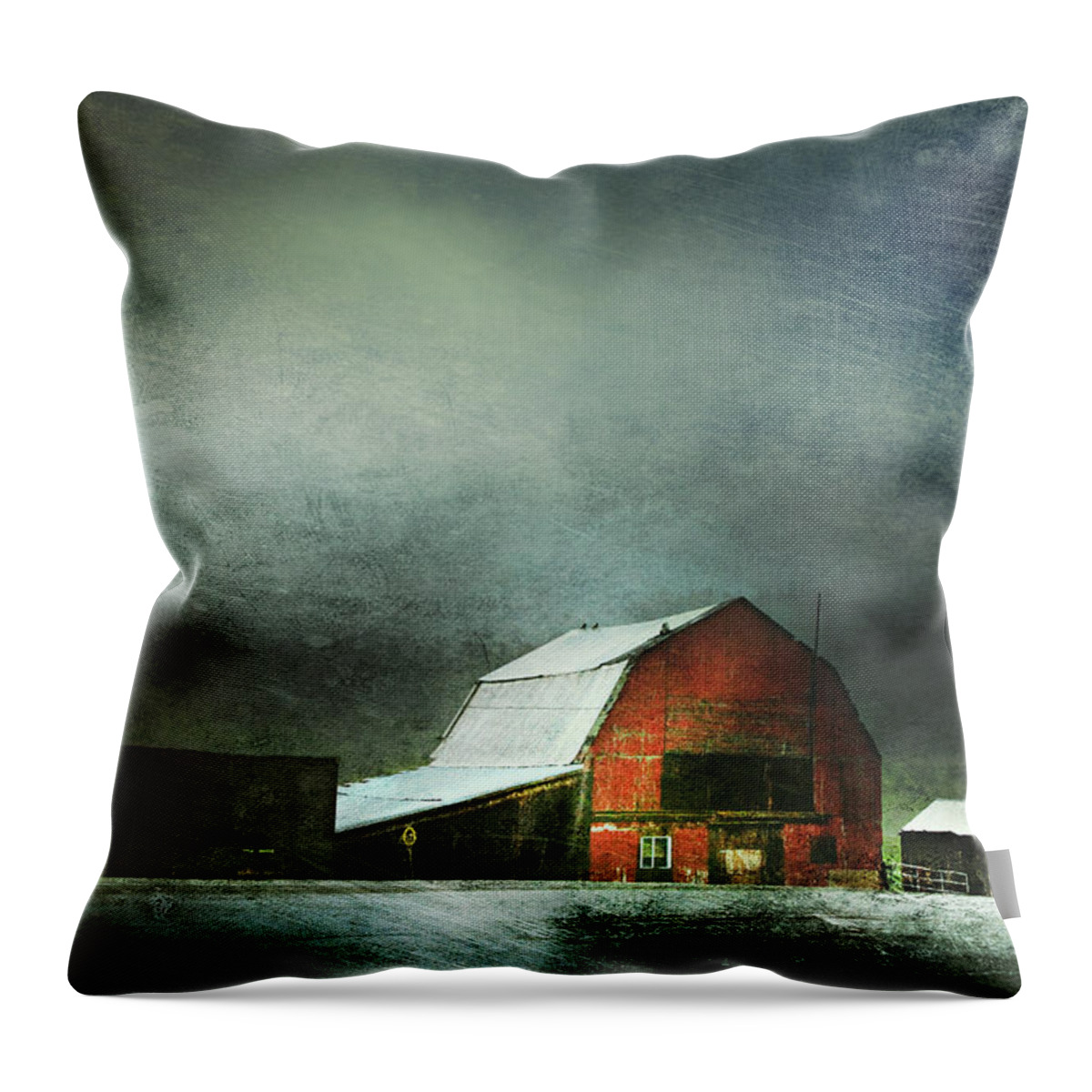 Red Barn Throw Pillow featuring the photograph Storm by Theresa Tahara