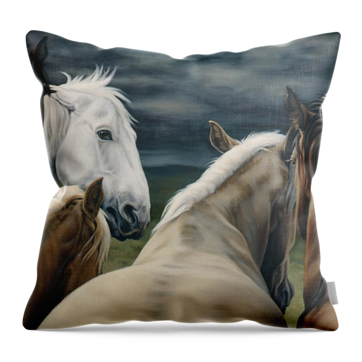 Michelle Grant Throw Pillow featuring the painting Storm warning by JQ Licensing