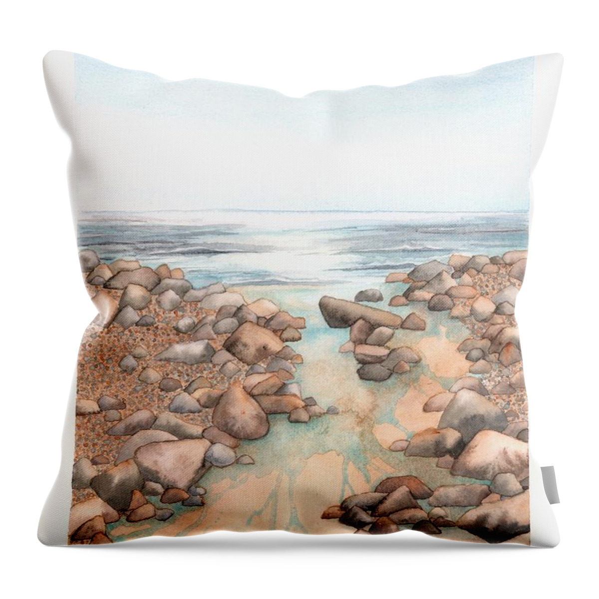 Landscape Throw Pillow featuring the painting Streaming Tide by Hilda Wagner