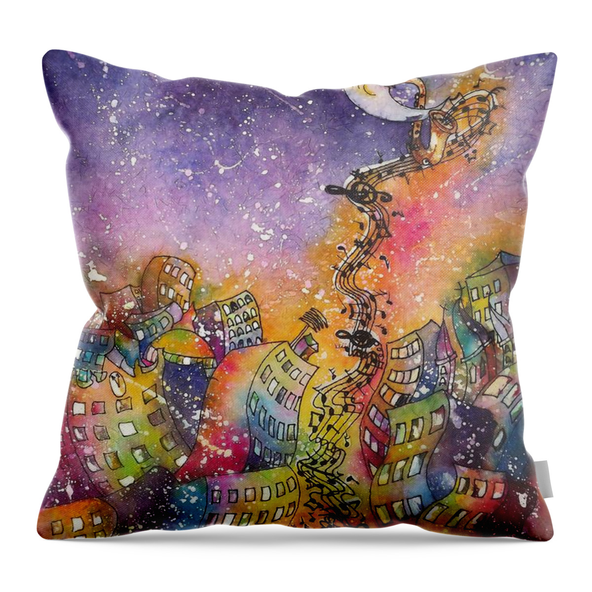  Magical Throw Pillow featuring the painting Street Dance by Carol Losinski Naylor